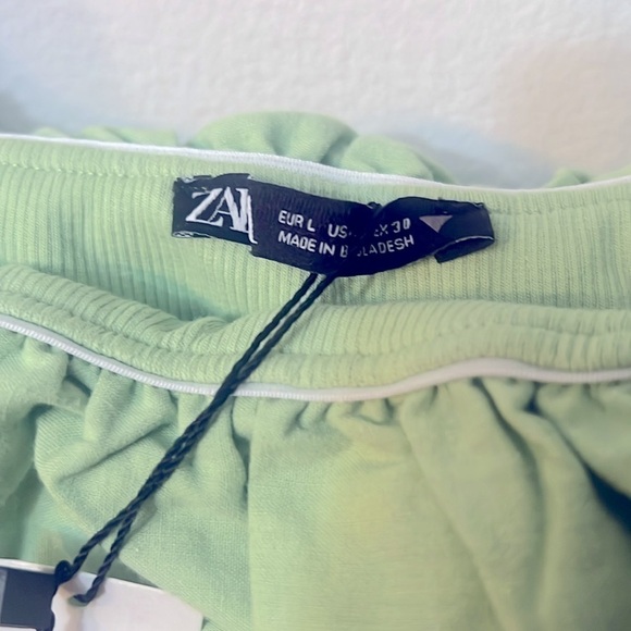 Zara Off the Shoulder light green Crop Top size L 326 - Picture 7 of 8